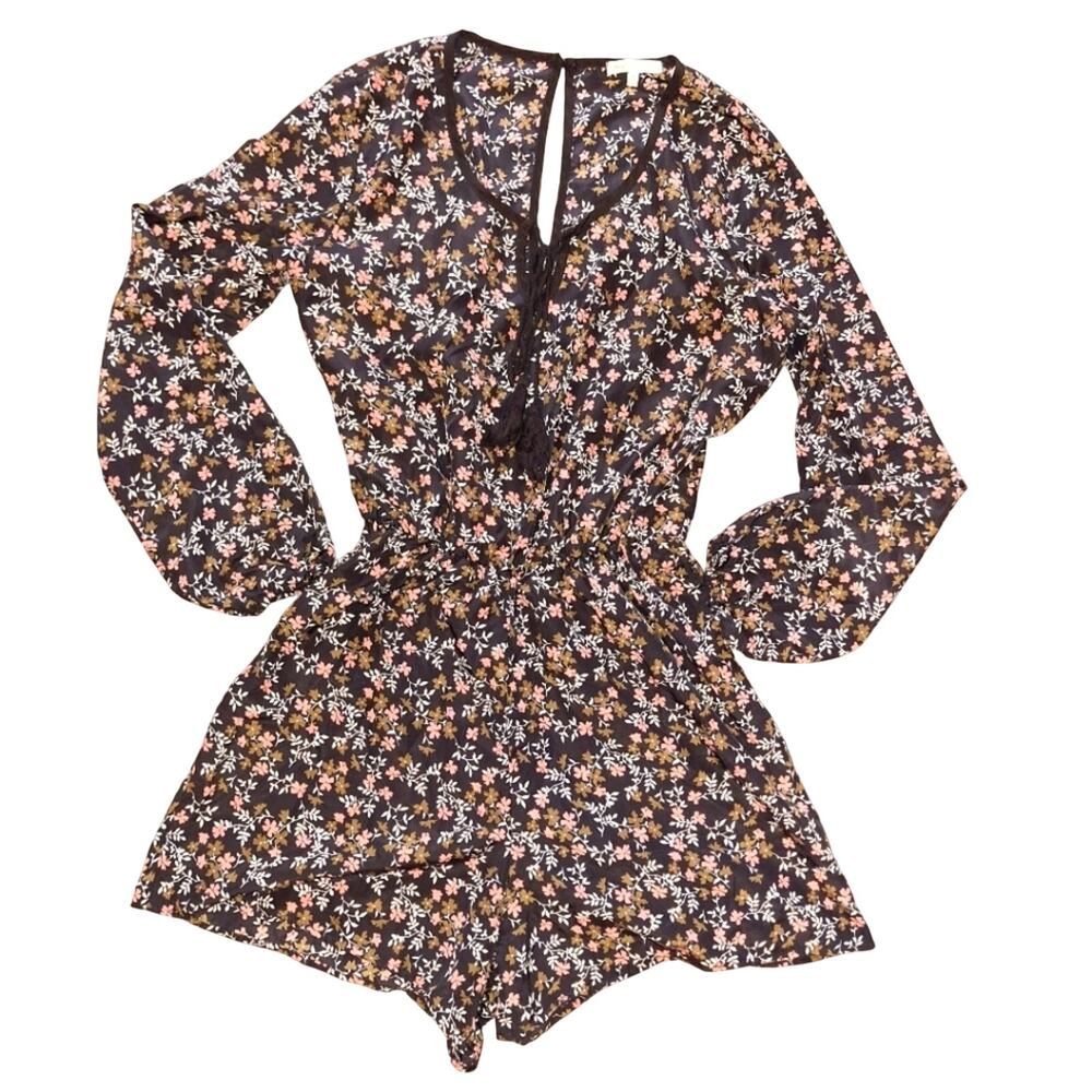 Charlotte Russe Black Flowered Romper Medium EUC